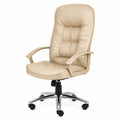 Silla de oficina de cuero sintético con base de metal cromado color Beige