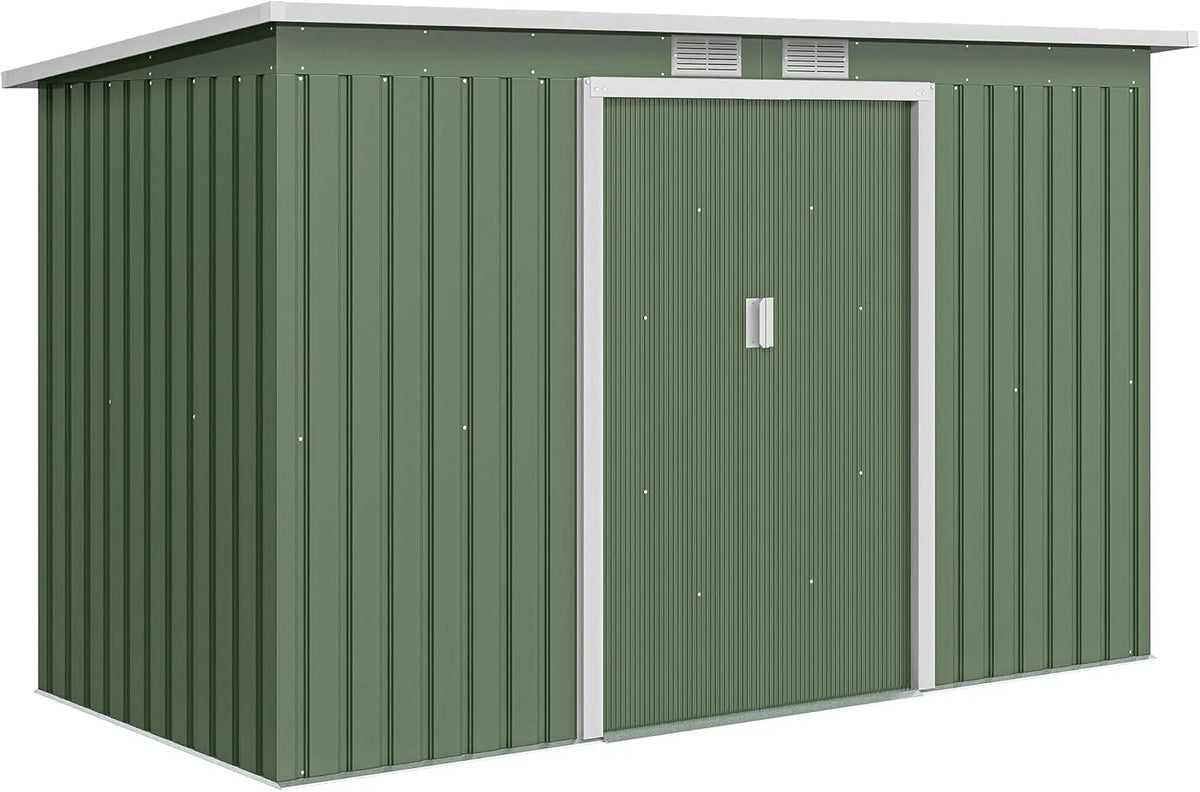 Abrigo de jardim de metal Outsunny XXL com portas e arejamentos de segurança - 280x130x172 cm