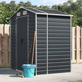 Tidyard Abrigo de jardim Antracite de aço galvanizado 191x130x198 cm com porta, Cabine de armazenamento ao ar livre para ferramentas