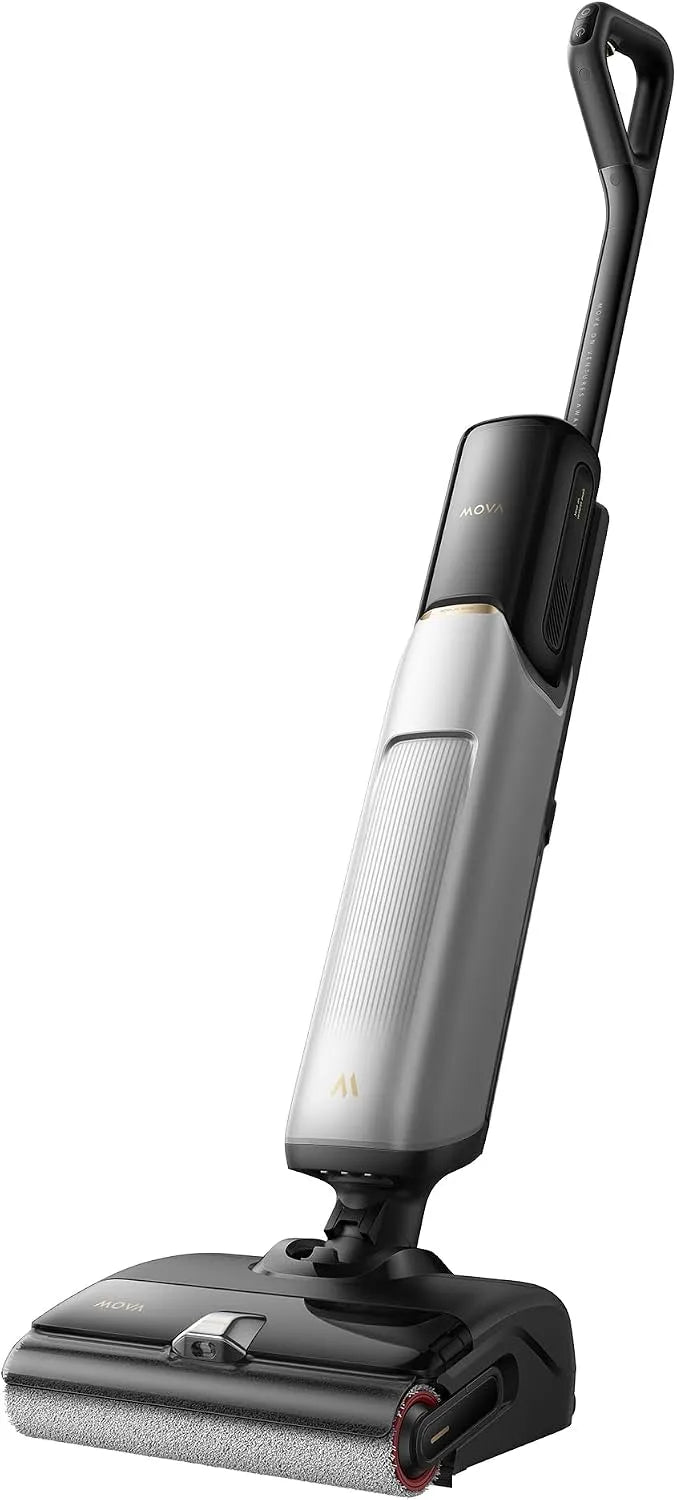 Aspirador de pó Mova X4 Pro 2-em-1, Limpeza quente, Anti-Tângulo, Auto-Limpe, Power 20 kPa, Estação de carregamento, Pincel LED, Bordas duplas, ajuste automático