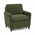 Sillón reclinable de pana verde oliva con patas de madera