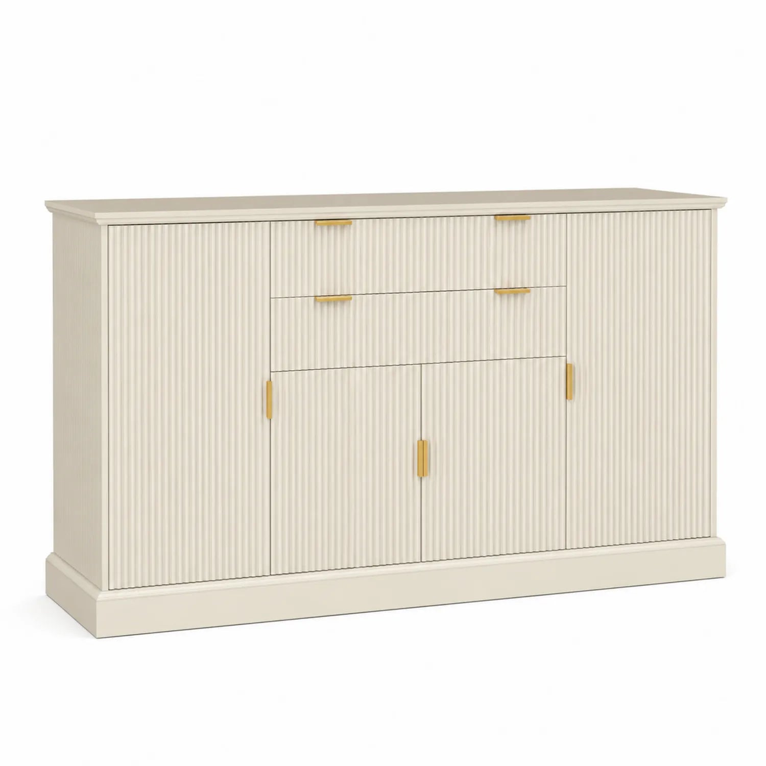 Aparador de MDF Beige con Manijas de Metal Doradas 120x40x80 cm