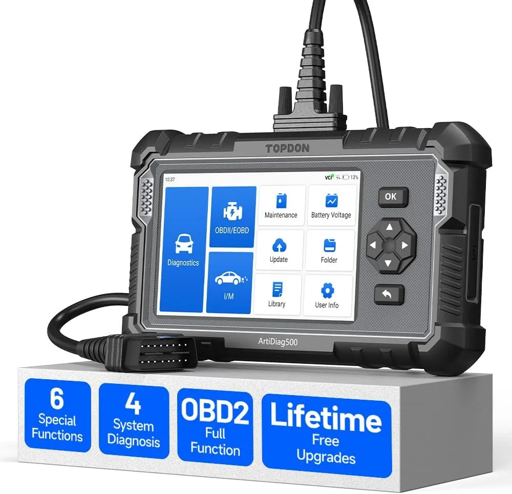 TOPDON ArtiDiag500 OBD2 Scanner Multisystem com reinícios de serviço