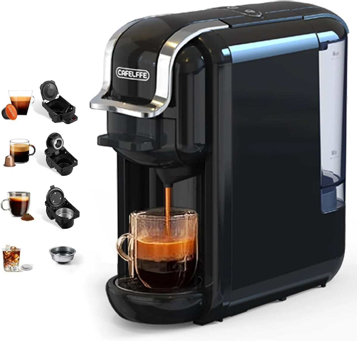 Cafelffe Máquina de café com cápsulas 4 em 1,19 barras, Nespresso compatível e cápsulas ESE