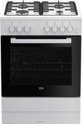 Beko FSST62110DW Fogão de gás com forno, branco, controlos rotativos