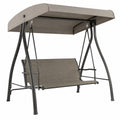 Columpio de Exterior de Metal con Dosel Beige y Asiento de Tela de Poliéster