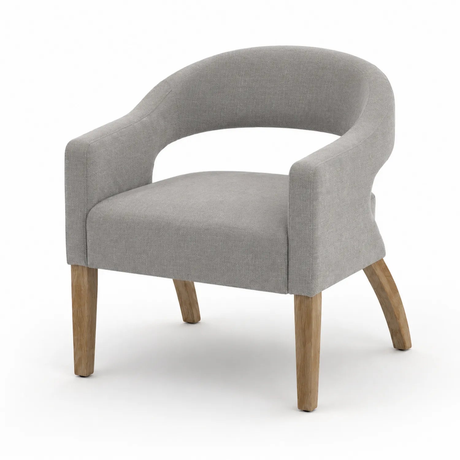 Silla de madera y tapizado de poliéster gris