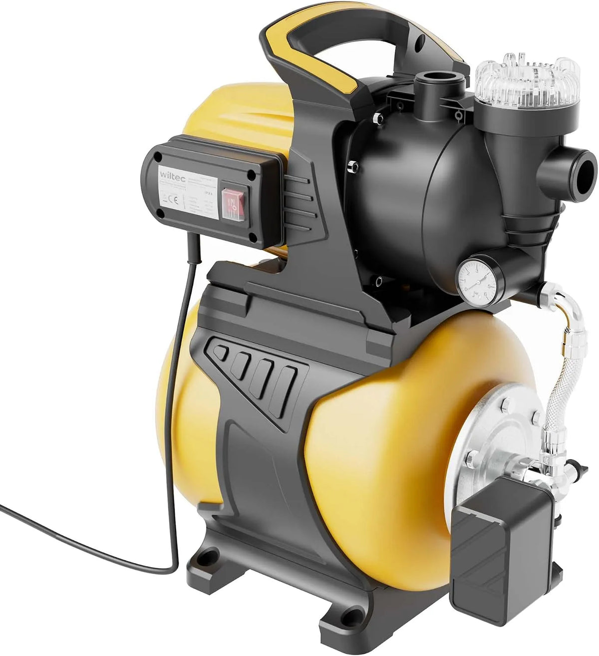 WilTec Bomba de água 1000 W, 3500 l/h, Altura 44 m, Pressão 8 m, 2850 rpm, Tanque 19 L, Jardinagem e irrigação