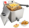 Valgus Frystiller elétrico profissional 3000 W 16 L em aço inoxidável com Vidange, cesta e tampa para uso comercial