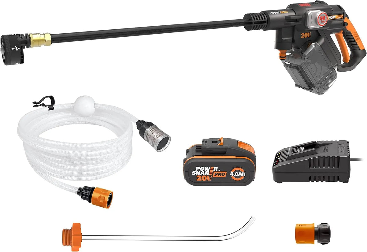 WORX 20 V Hydroshot WG633E sem fios de alta pressão - Brushless com bateria, carregador e acessórios 4Ah