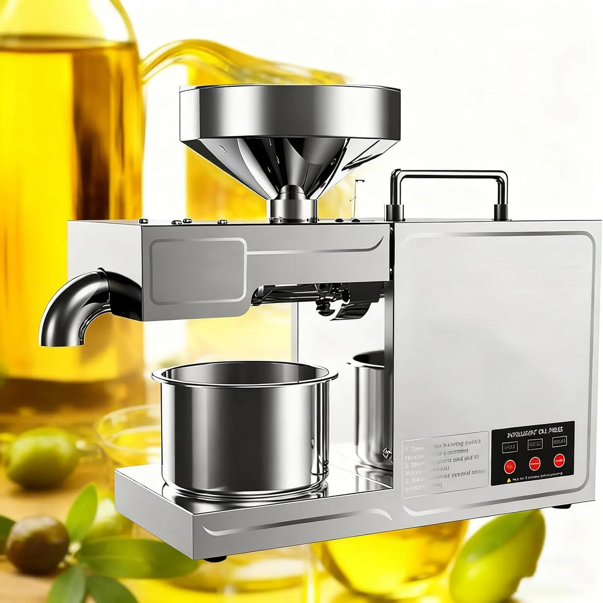 vanenferse Extrator de óleo elétrico em aço inoxidável, prensa fria e quente para porcas e amendoim, uso comercial e doméstico