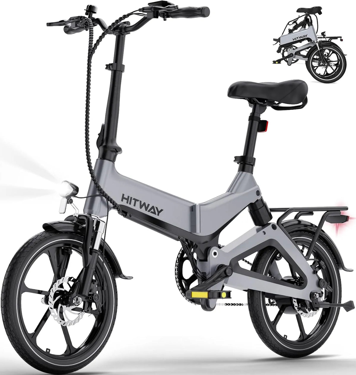 HITWAY Bicicleta elétrica Fliable 16 polegadas, bateria 36 V 7.8Ah, motor 250 W, velocidade Max 25km/h, autonomia 35-70km, para adultos urbanos