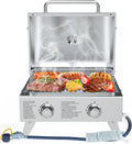 Portable gas grill 2 queimadores BBQCuker - Parque de campismo ao ar livre com termômetro encastrado