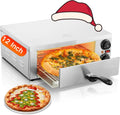 FOHERE Forno de pizza elétrica de mesa em aço inoxidável, 12 polegadas, temperatura máxima 350 °C, temporizador com alarme