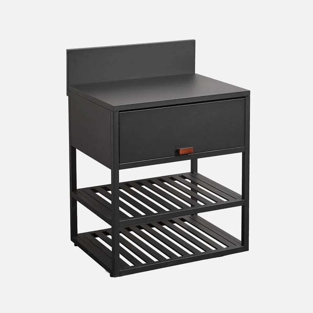sweeek Exterior armário de cozinha em aço preto com guarda-roupa e prateleiras - 80 cm