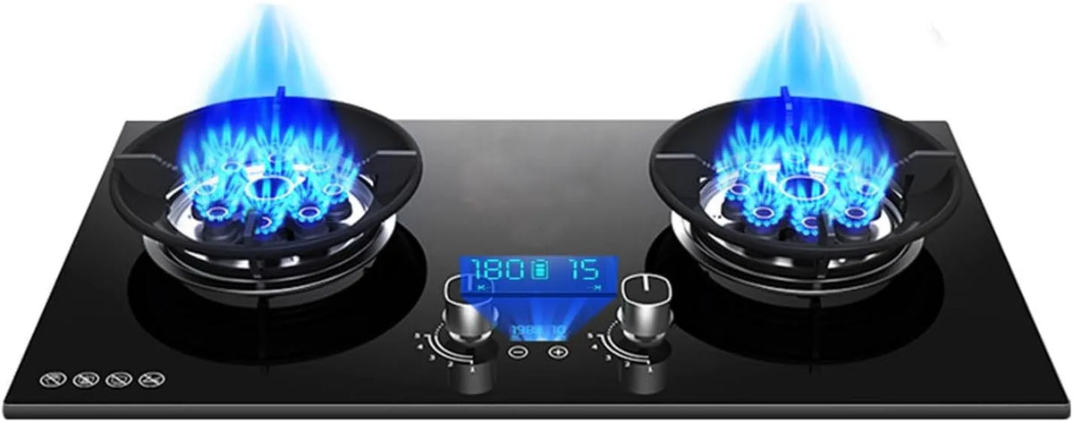 XLTFUC Fogão de gás 2 queimadores 17742 BTU com temporizador de 180 min e segurança anti-extinção
