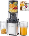 AMZCHEF Extractor de sumo lento AZZCHEF com 115 MM de abertura grande, ideal para frutas e vegetais, silencioso e fácil de limpar