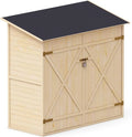 Upyard Abrigo de jardim em madeira natural com prateleiras - 149x78x164 cm