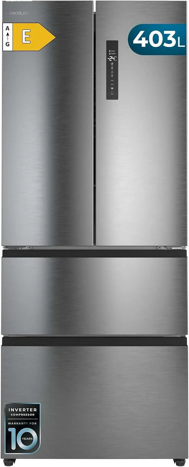 Cecotec Frigorífico porta francesa 403 L inoxidável No Frost com compressor inversor