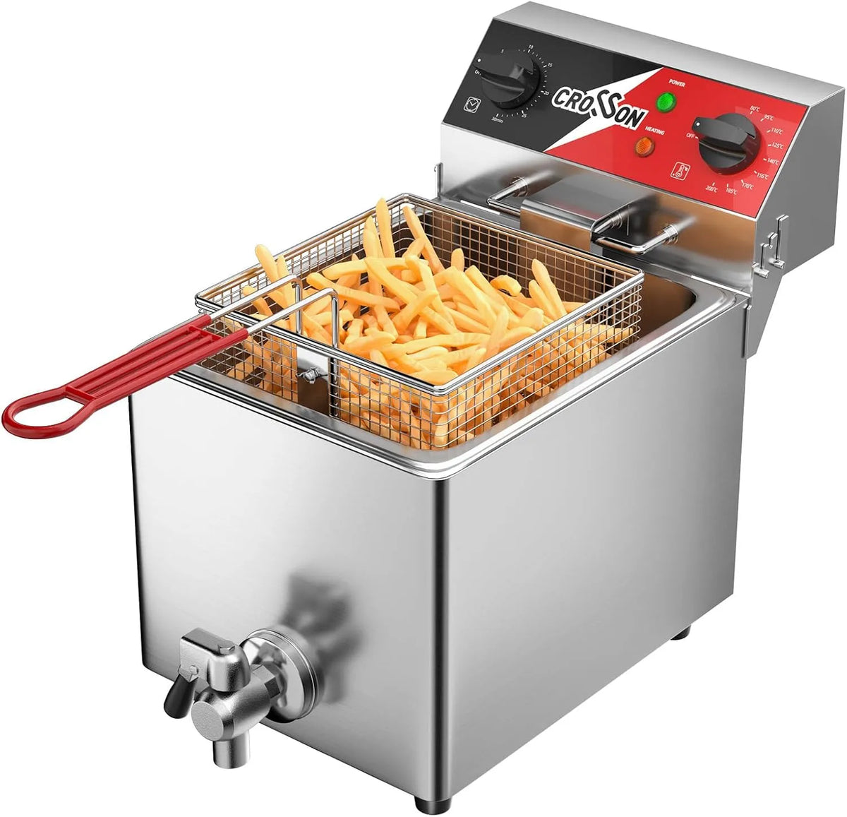 crosson Secador elétrico CROSON 6 L com dreno, temporizador de 30 min, tanque de aço inoxidável