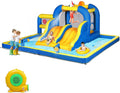 LEADZM Parque Inflável Inflável com Sink, Tobogã Duplo, Jump Zone e Jogos de Água, Capacidade 150 kg, 470x472x225 cm
