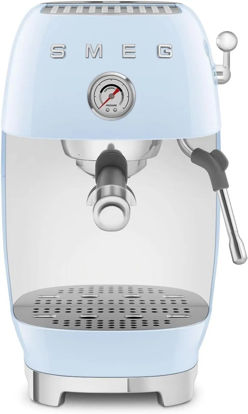 Cafetière SMEG DCF 02 BLEU Smeg Manual Expresso Machine ECF03PBEU, Sistema de termobloco, Modo de cerveja fria, Vacuum Buse, Manemeter encastrado, 1.4 L Reservoir, 1650 W, Azul Azur