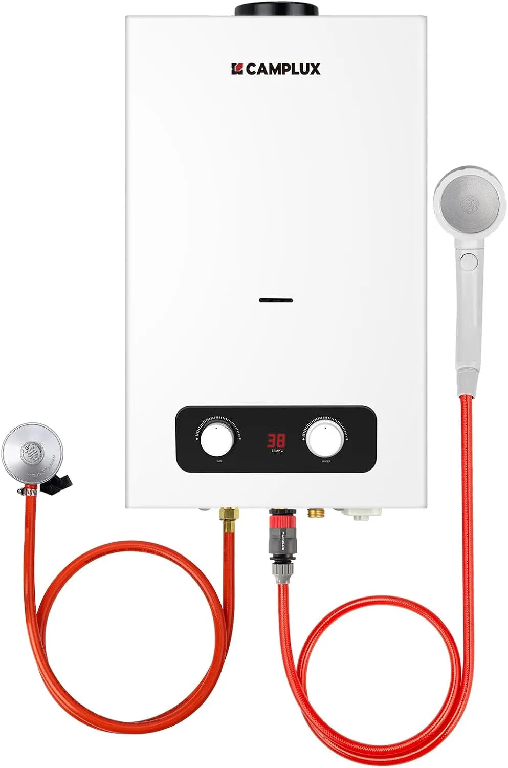 Aquecedor de água a gás 10 L, CAMPLUX BD264 Portátil em Propano/Butano, Ideal para campismo e Residências Pequenas