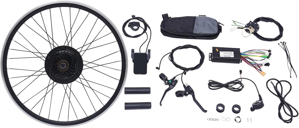Hadwigger Conjunto de conversão Bicicleta elétrica 36 V 500 W Roda traseira com ecrã LCD e sensor de velocidade PAS