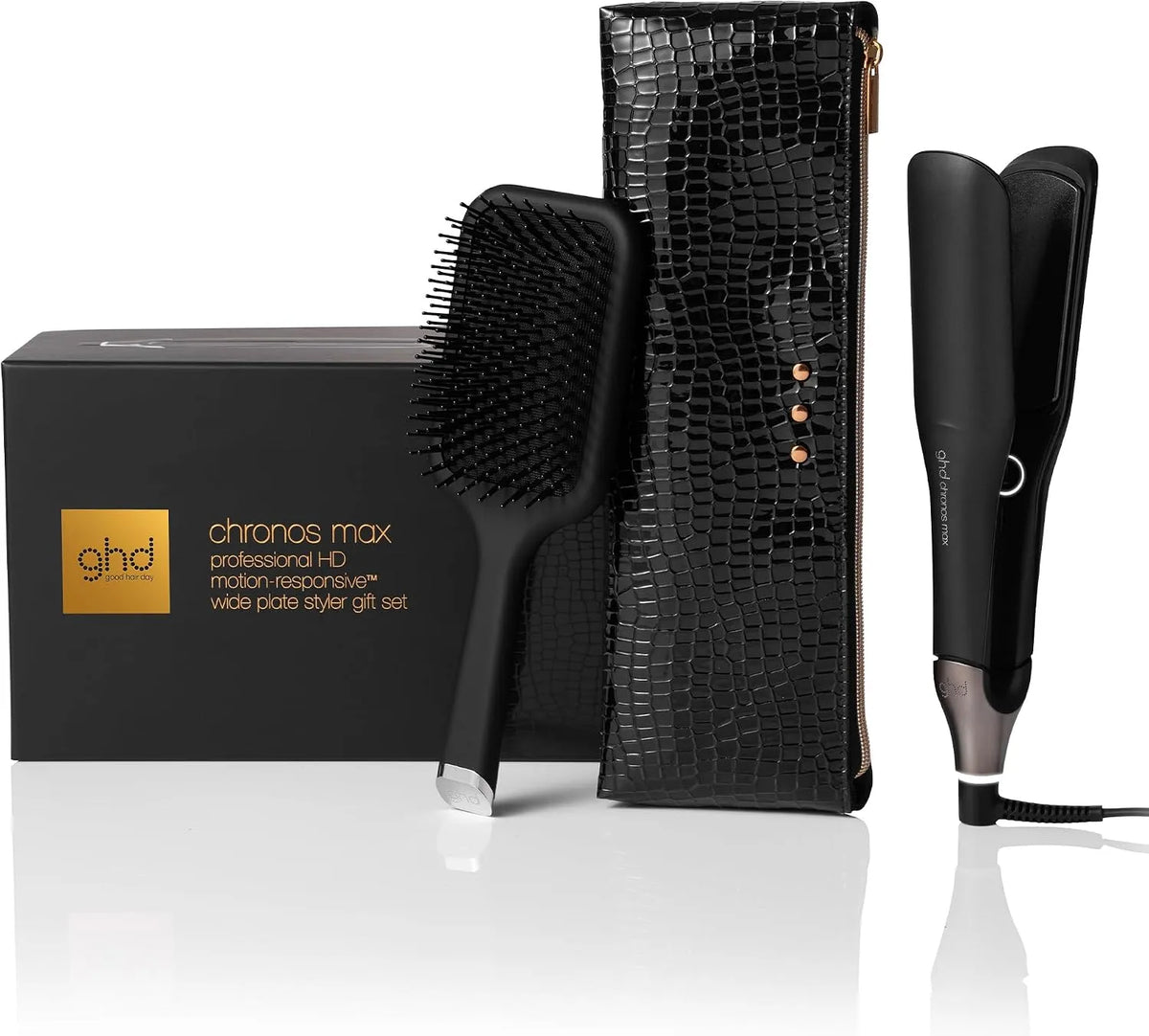 ghd Max Chronos - Ferro para suavizar Pro com caso e escova - Resultados 3x mais rápidos, sem danos - Ideal para cabelos longos e grossos