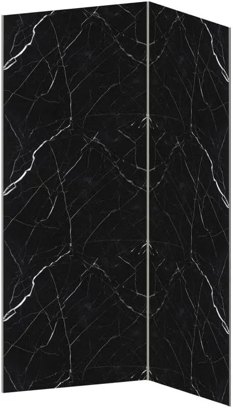 Vente-unique Conjunto de 2 painéis de chuveiro de mármore de alumínio com molduras - 90 x 120 x 210 cm - ENEKO