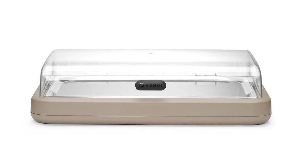 Vitrina refrigerada UNIQ HENDI com tampa ABS e bandeja de aço inoxidável GN 1/1